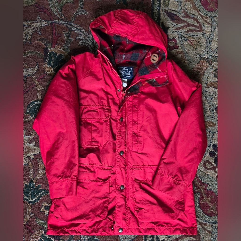 Woolrich Vintage Red Plaid Blanket Windbreaker Parka Jacket Women's M